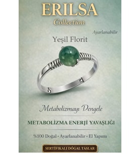 Sertifikalı Metabolizma Enerji Yüzüğü – Yeşil Florit Ayarlanabilir İnce Kasa Başak Oğlak Kova Burcu (Çok Renkli)