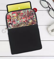 BK Gift Modern Soyut Tasarımlı Taşınabilir Koruyucu Tablet Kılıfı & Organizer Çanta - Siyah-7