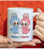 BK Gift Kişiye Özel Sevgili Sevimli Canavar Tasarımlı Beyaz Kupa Bardak-1, Arkadaşa Hediye, Sevgiliye Hediye, Doğum Günü Hediyesi