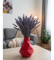HERMONİE GEOMETRİK KESİM DEKORATİF VAZO (Kırmızı)