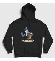 Presmono Unisex Beyaz Mordecai And Rigby Regular Show Kapüşonlu Sweatshirt 449270tt (Siyah)