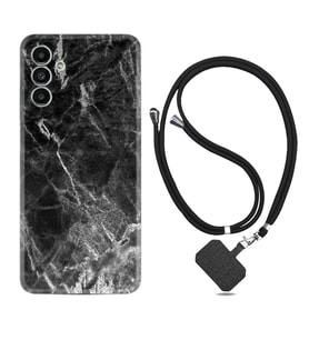 Samsung A23 A31 A32 A50 A51 A52 A53 A70 Kılıf Boyun Askılı Silikon Kara Mermer 1375