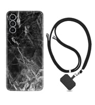 Samsung A23 A31 A32 A50 A51 A52 A53 A70 Kılıf Boyun Askılı Silikon Kara Mermer 1375