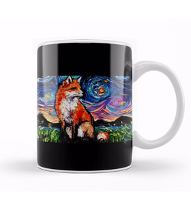 Fox Vulpine Night Kupa Bardak Porselen