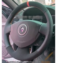 Clio 2 Araca Özel Direksiyon Kılıfı (Noktalı Nubuk Kırmızı Yüzüklü) (Karışık)