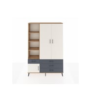 Arges Dolap 5 Raflı 4 Çekmeceli Tek Askılı 132x30x195 Çam-Aytaşı/Antrasit