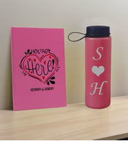 BK Gift Sevgiliye Özel İsimli Pembe Defter ve Fuşya Cam Matara Hediye Seti-12, Sevgiliye Hediye, Sevgililer Günü, Yeni İş Hediyesi
