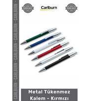 Özel Üretim Şık Ofis Hediyelik Promosyon Logolu Tasarım Dayanıklı Metal Tükenmez Kalem Kırmızı