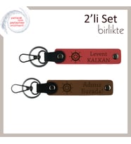 Sevgilinle Yönünüzü Simgeleyen Armağan, Gemi Motifli Anahtarlık Takımı, Nar Çiçeği-Açık Kahve