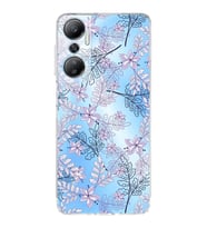 PrintiFy İnfinix Hot 20 Uyumlu Kamera Korumalı Floral Lila Tasarımlı Şeffaf Silikon Kılıf