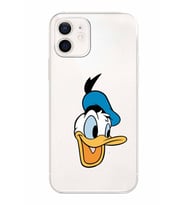Apple iPhone 12 Uyumlu Kamera Korumalı Tıpalı Kapak Donald Duck TasarımlıŞeffaf Kılıf