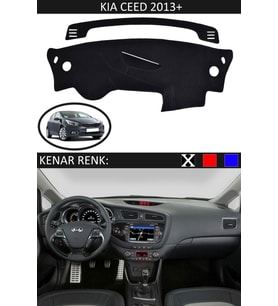 Kia Ceed 2013+ Modelleri Için Uygun Torpido Koruma Halısı Siyah Kenar Renk Siyah
