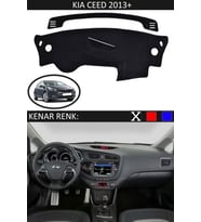 Kia Ceed 2013+ Modelleri Için Uygun Torpido Koruma Halısı Siyah Kenar Renk Siyah