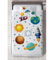 MEKTA HOME BEBEK VE ÇOCUK ODASI Gezegen ve Space X Desenli Yatak Örtüsü