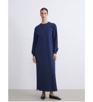 LCW Modest Lacivert Bisiklet Yaka Sweatshirt Elbise