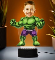 Doğum Günü Hediyesi,Sevgiliye Hediye, Kişiye Özel Fotoğraflı Hulk Karikatür 3D Led Lamba (Beyaz)