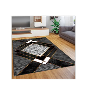 Rovigo Home Dijital Baskı Yıkanabilir Kaymaz Taban Salon Halısı RVG1871-SM251 (Siyah)