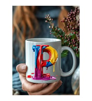 Akmış Boya Şeklinde Harf 3 Boyutlu Tasarım Seramik Kupa Mug - Hediyelik Kupa