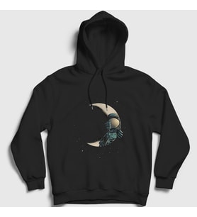 Presmono Unisex Siyah Hide And Seek Astronaut Space Astronot Uzay Kapüşonlu Sweatshirt 282487tt