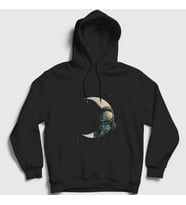 Presmono Unisex Siyah Hide And Seek Astronaut Space Astronot Uzay Kapüşonlu Sweatshirt 282487tt