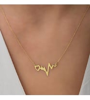 Kişiye Özel 925 Ayar Gümüş Kalp Atışı Model Kolye (Gold)