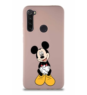 Xiaomi Redmi Note 8 Soft Premier Kapak Mickey Mouse-A Tasarımlı Silikon Kılıf - Pudra (Şeffaf)