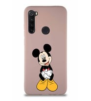 Xiaomi Redmi Note 8 Soft Premier Kapak Mickey Mouse-A Tasarımlı Silikon Kılıf - Pudra (Şeffaf)