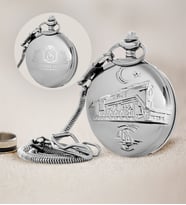 Çılgıntrend Kişiye Özel Samstar TCDD Tren Kabartmalı Silver Köstekli Cep Saati (Gümüş)