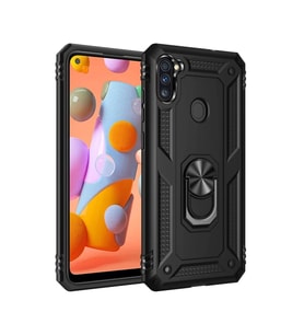 Samsung Galaxy A11 Kılıf Sofya Yüzüklü Silikon Kapak - Siyah