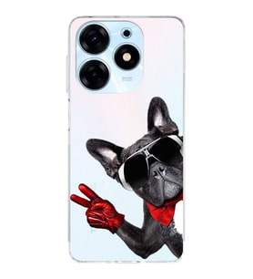 PrintiFy Tecno Spark 10 Pro ile Uyumlu Köpek 2 Kamera Korumalı Şeffaf Kılıf