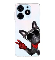 PrintiFy Tecno Spark 10 Pro ile Uyumlu Köpek 2 Kamera Korumalı Şeffaf Kılıf