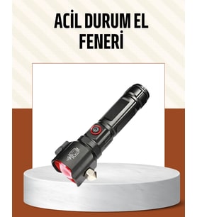 Çekiçli Pusulalı Acil Durum Feneri Usb Şarjlı Çok Fonksiyonlu