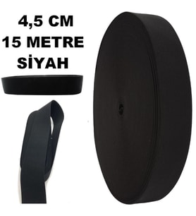Lastik Sert Yumuşak Çamaşır Don Etek Bel Paça Bebe Lastiği Yassı Yumuşak 4,5 Cm Siyah 15 Mt