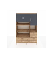Hyperion Dolap 9 Raflı 6 Çekmeceli 3 Kapaklı 132x44x195 Çam-Antrasit/Çam