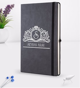BK Gift Kişiye Özel İsimli Siyah Termo Deri Defter 16x24cm Model 13