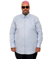 Mode XL Büyük Beden Erkek Klasik Gömlek Likralı 20351 Mavi