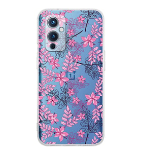 PrintiFy OnePlus 9 Uyumlu Kamera Korumalı Floral Pembe Tasarımlı Şeffaf Silikon Kılıf