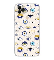 PrintiFy General Mobile GM 22 ile Uyumlu 1mm Slim Fit Nazar Boncuğu 2 Baskılı Şeffaf  Kılıf