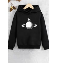 Çocuk Astronaut Rides Baskılı Sweatshirt (Siyah)