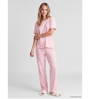 LCW DREAM Ekru Kiraz Desenli Kadın Pijama Takım