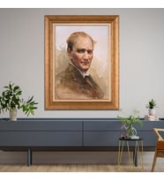 Altın Varaklı Çerçeveli Paspartulu Atatürk Tablo DC0863 (Gold)
