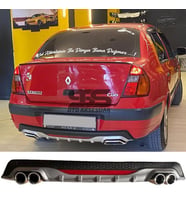 Renault Clio 2 Sedan Difüzör Arka Tampon Eki 4 Egzoz Çıkışlı Gri Reflektörlü