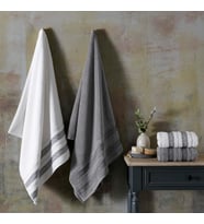 Velvet Pure Beyaz Antrasit Pamuk Hamam Seti, Beyaz, Antrasit, S-M/L-XL