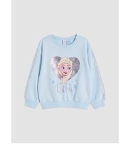 LCW Kids Mavi Elsa Baskılı Kız Çocuk Kalın Sweatshirt