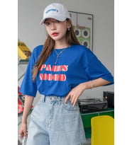 Unisex Paris Mood Baskılı Tasarım Tshirt (Mavi)