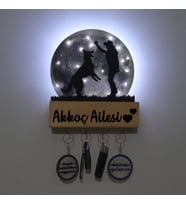 Lucenda Led Işıklı Pleksi Dolunay Kişiselleştirilebilir Biblo Ruth Köpekle Oynayan Adam Anahtar Askılığı (Gri)