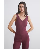 LCW Vision Bordo V Yaka Dokulu Büzgülü Bluz