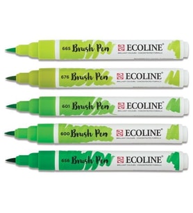Talens Ecoline Brush Pen Fırça Uçlu Kalem 5 Renk Set GREEN 