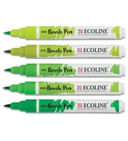 Talens Ecoline Brush Pen Fırça Uçlu Kalem 5 Renk Set GREEN 