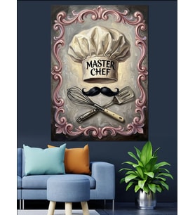 Master Chef Mutfak Kuralları Tabelası Dekoratif Kanvas - Mdf Ahşap Tablo